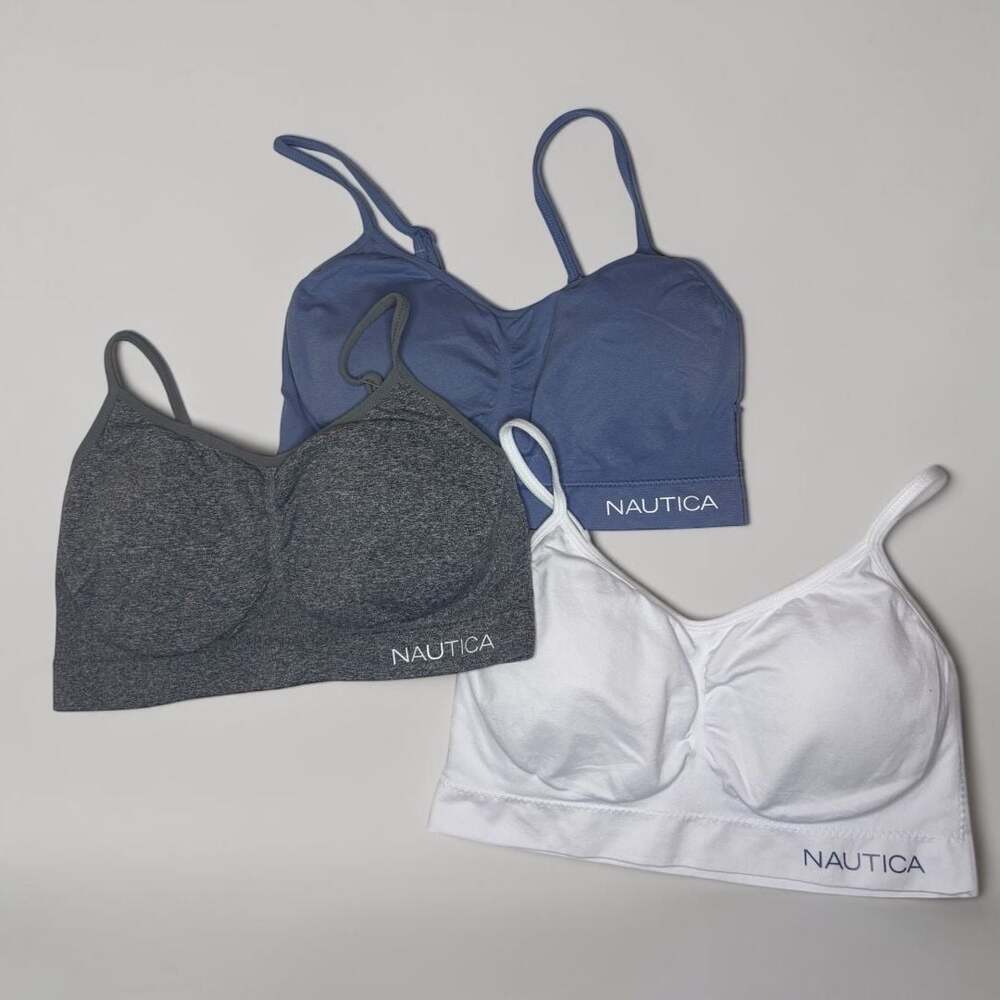 Nautica Intimates Seamless Lounge Bralette 3-Pack, Adjustable Straps Sz Lg